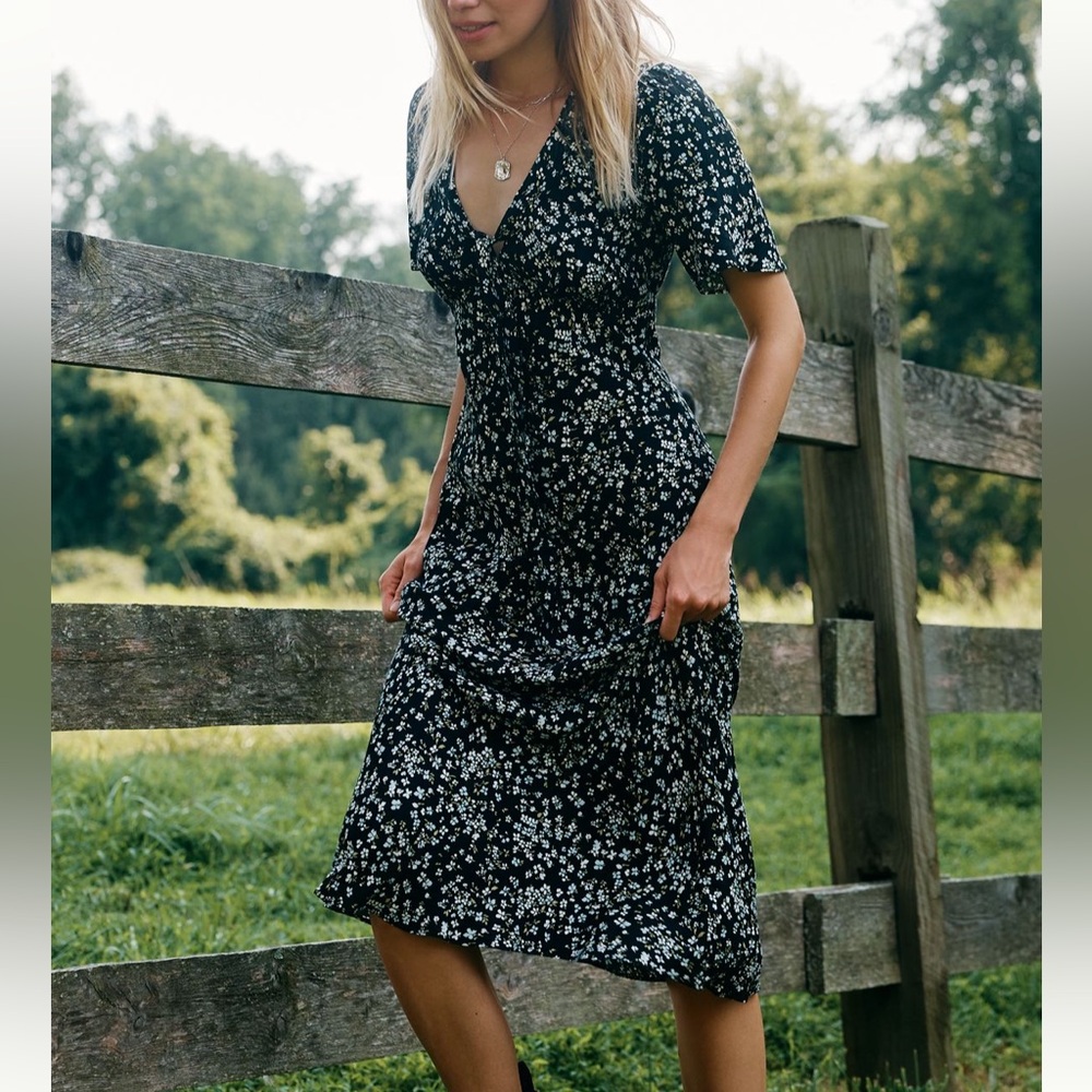 Reformation Black Floral Maxi Dress